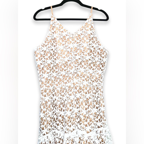 [ DRESS THE POPULATION ] White Lace Overlay Flare Dress : XXL : NWOT - Picture 3 of 10